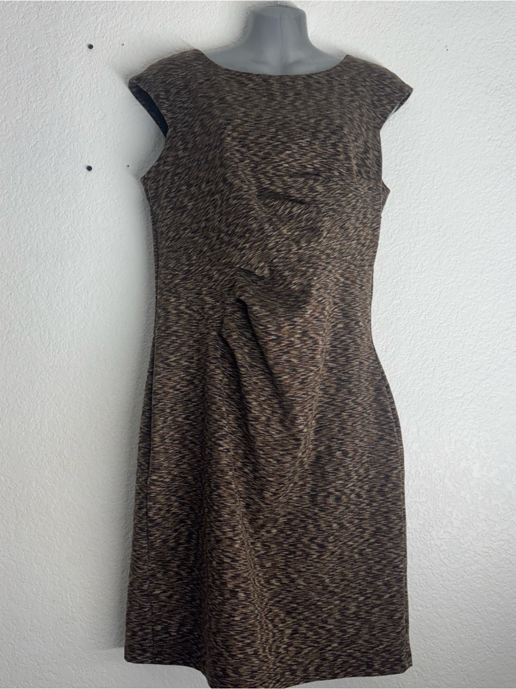 Calvin Klein Brown Tweed Midi Sheath Dress